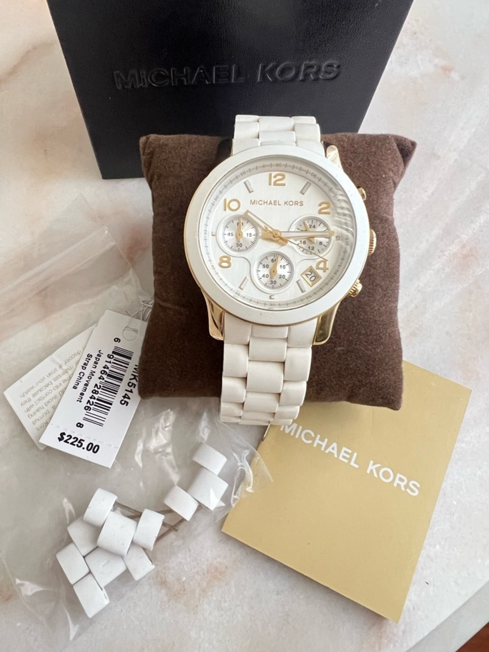 Michael Kors White Watch with Gold Accents